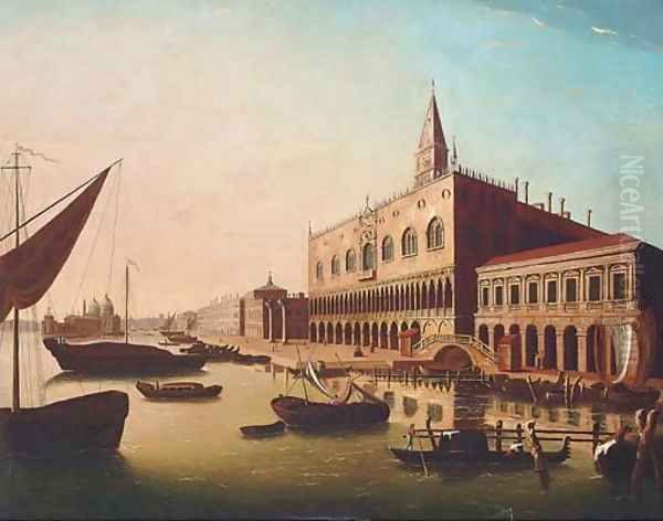 The Bacino di San Marco, Venice, looking West with the Doge's Palace and the Piazetta Oil Painting by Luca Carlevarijs
