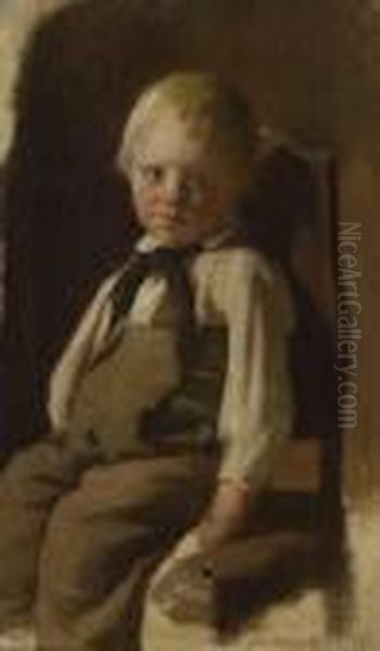 Bauernjunge Auf Einem
 Stuhl. Oil Painting by Wilhelm Leibl