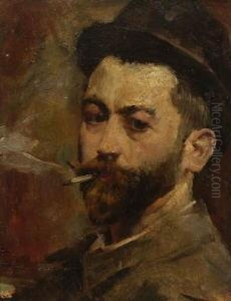 Bildnis Eines Mannes
 (selbstportrat?). Oil Painting by Wilhelm Leibl