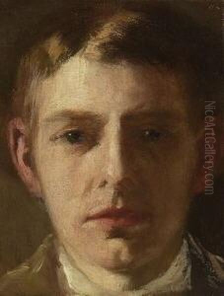 Bildnis Eines Jungen
 Mannes. Oil Painting by Wilhelm Leibl