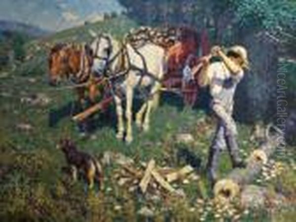 West Virginia Woodchopper Oil Painting by William Robinson Leigh