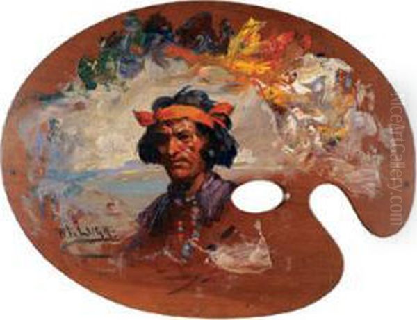 Portrait Of An Indian Man Oil Painting by William Robinson Leigh