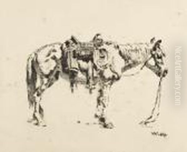 Saddled Horse Oil Painting by William Robinson Leigh