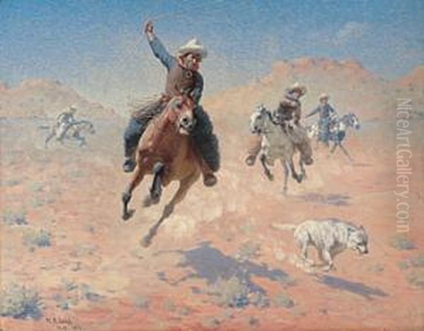 Roping The Wolf Oil Painting by William Robinson Leigh