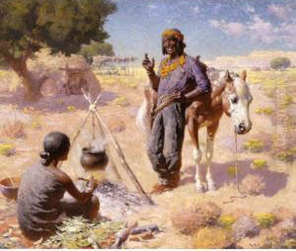 Navajo Courtship Oil Painting by William Robinson Leigh