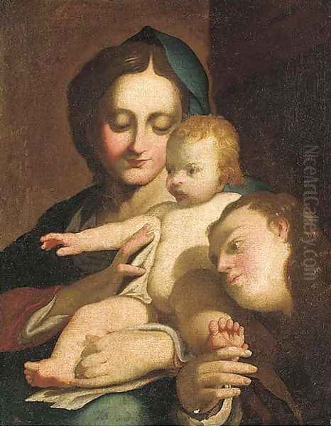 The Madonna and Child with the Infant Saint John the Baptist Oil Painting by Antonio Allegri da Correggio