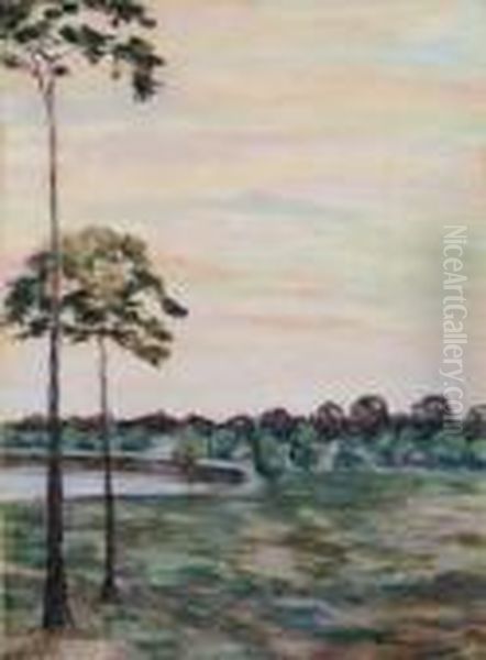 Pastellkreiden Auf Papier, Auf 
Festen Karton 63 X 46,5 Cm Aufkaschiert, Unter Glas Gerahmt. Unten 
Rechts In Grun Signiert Oil Painting by Walter Leistikow