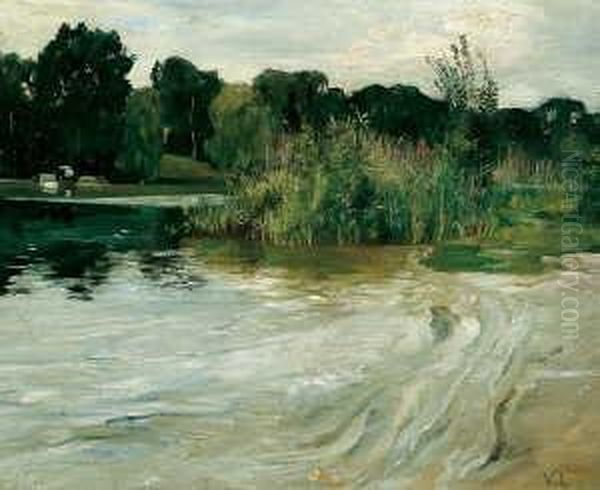 Ol Auf Leinwand 50,5 X 62,5 Cm, 
Gerahmt. Unten Rechts Braungrun Monogrammiert W. L. - Partiell Mit 
Unauffalligem Craquele Und Einzelnen Kleinen Retuschen. Oil Painting by Walter Leistikow