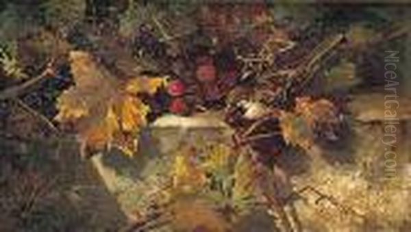 Bodegon Con Pajaro Y Uvas Oil Painting by Horacio Lengo y Martinez