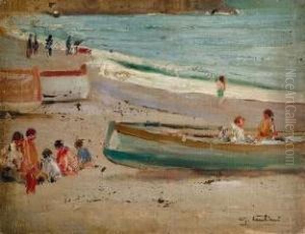 Sulla Spiaggia Oil Painting by Giovanni Lentini