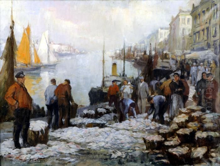 Quai Anime Oil Painting by Jules Lentrein