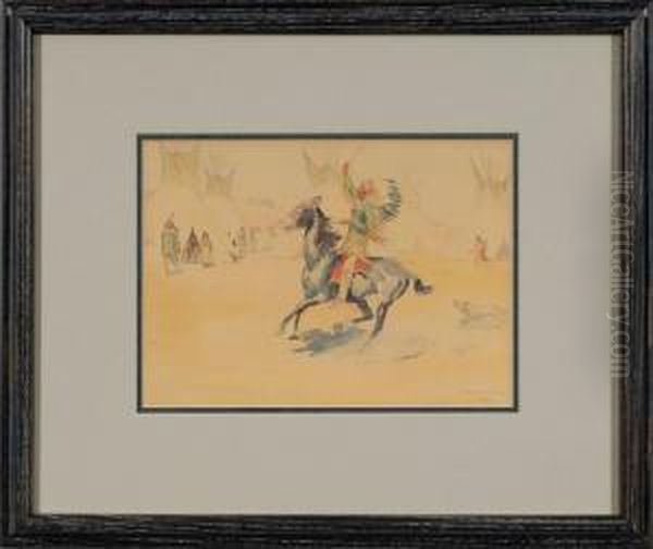 The Scout Reports Buffalo Oil Painting by H. Reedy Leonard