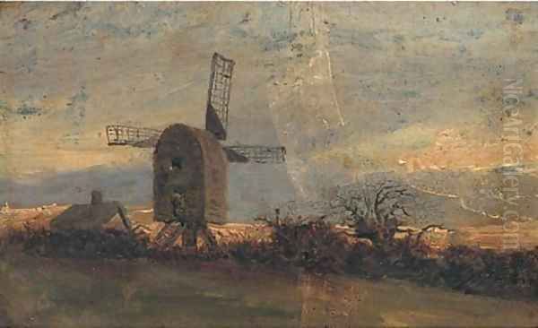 The windmill at Mousehold Heath, Norwich Oil Painting by John Berney Crome