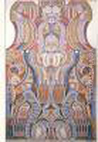 Composition Mediumnique, Circa 1950 Oil Painting by Augustin Lesage