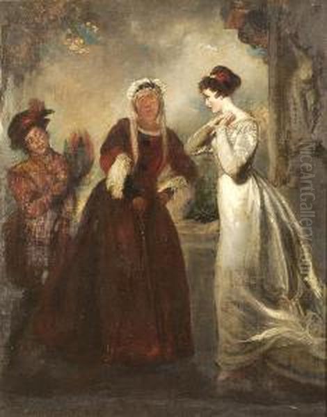 A Young Woman Listens To An Older Woman With An Attendant Oil Painting by Charles Robert Leslie