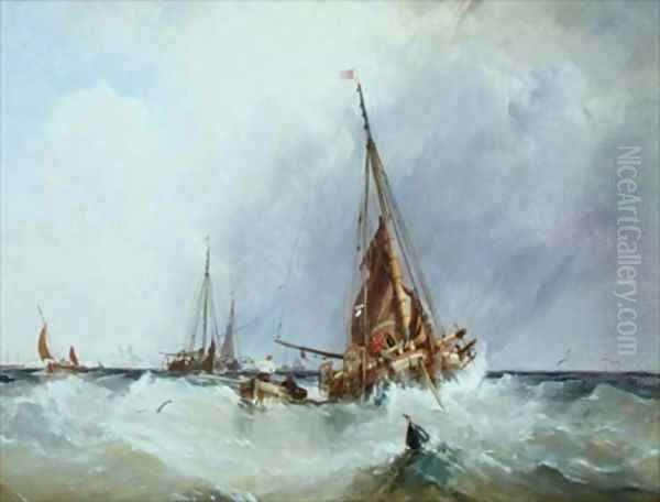 Shipping in the Solent Oil Painting by George the Elder Chambers