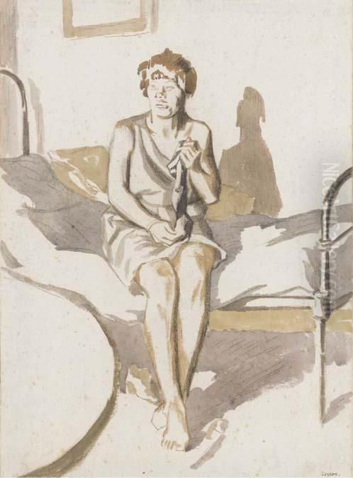 Seated Girl Oil Painting by Therese Lessore