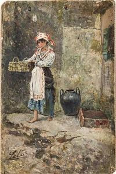 Popolana A Capri Oil Painting by Antonino Leto