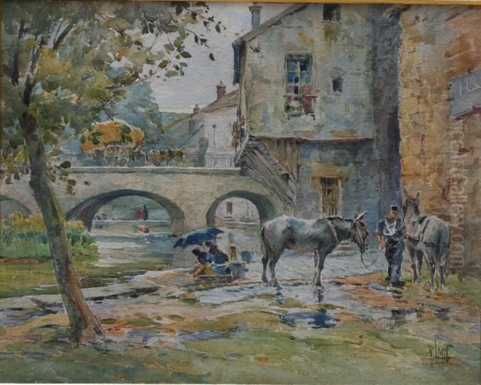 Lavandieres Oil Painting by Rene Leverd