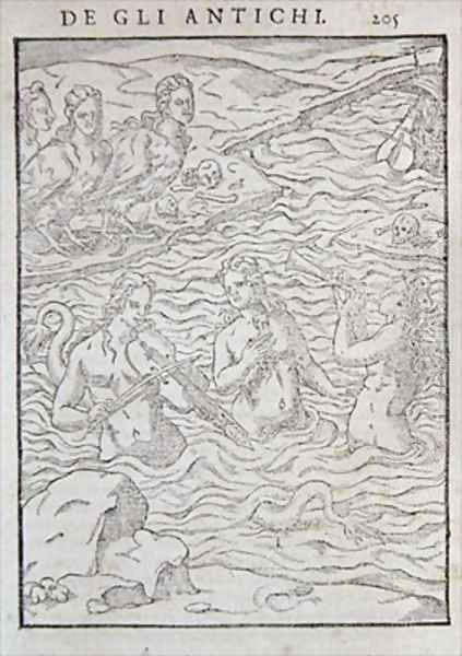 Sirens and Harpies Luring Sailors to their Deaths Oil Painting by Vincenzo Cartari