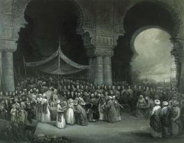 The Installation On The Musnud Of His Highness The Nabob Of Thecarnatic, 1842 Oil Painting by Lewis, Frederick Christian
