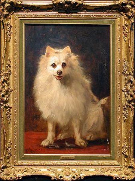 A Volpino Italiano Oil Painting by Otto Leyde