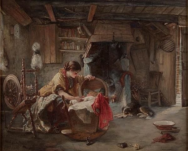 A Highland House Oil Painting by Otto Leyde
