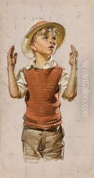 Young Boy In A Hat Oil Painting by Joseph Christian Leyendecker