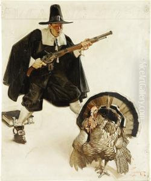 Turkey Dinner,
The Saturday Evening Post Oil Painting by Joseph Christian Leyendecker