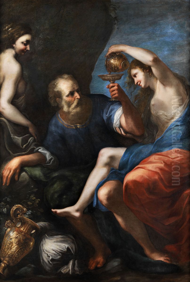 Lot And His Daughters Oil Painting by Pietro Liberi
