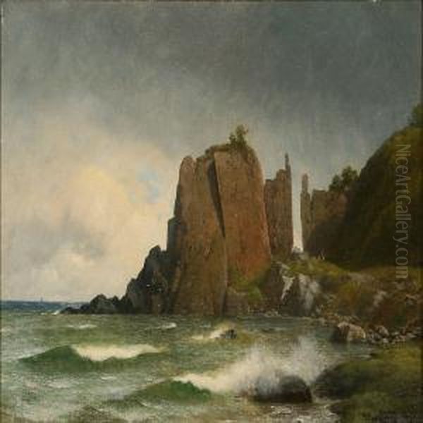 At Helligdomsklipperne Rocks At Bornholm Island, 
Denmark Oil Painting by Georg Emil Libert
