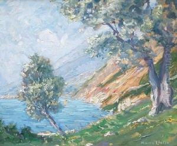 Monte Simone Am Gardasee. Ol Auf
 Malkarton. 58 X 69 Cm. Rechts Unten Signiert Sowie Ruckseitig 
Bezeichnet. Gerahmt. Oil Painting by Hans Licht