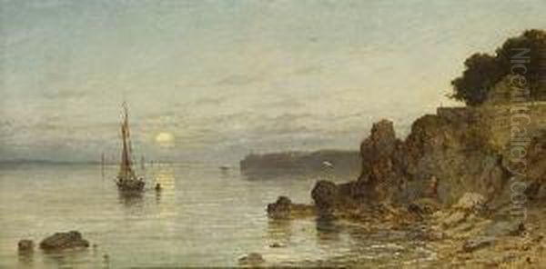 Sonnenuntergang - Motiv Von Der
 Insel Bute Oil Painting by Adolf Heinrich Lier