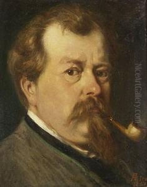 Selbstbildnis Des
 Kunstlers. Oil Painting by Adolf Heinrich Lier