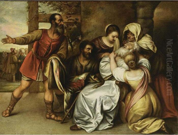 Jacob Is Shown The Supposed Coat
 Of Joseph Smeared With Blood After Joseph Was Sold Into Slavery Oil Painting by Jan Lievens