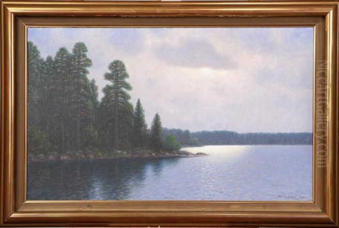 Insjolandskap, Signerad Och Daterad Otto Lindberg 1931 Oil Painting by Otto Lindberg