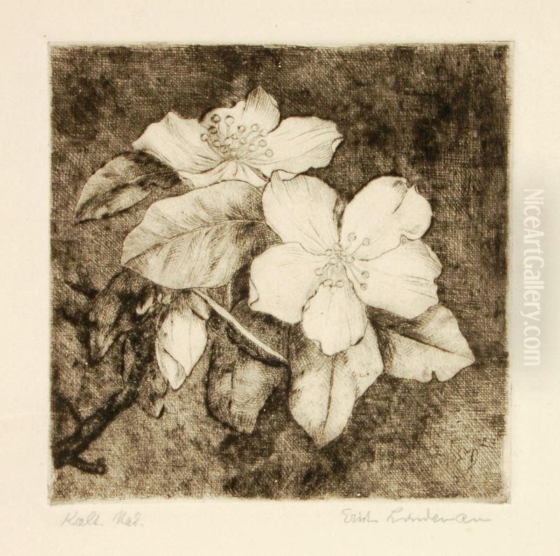 Kirschbluten/lilienblute Oil Painting by Erich Lindenau