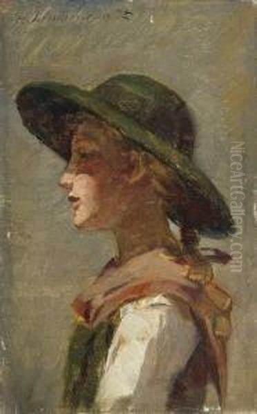Tiroler Madchen. Oil Painting by Hermann Lindenschmit
