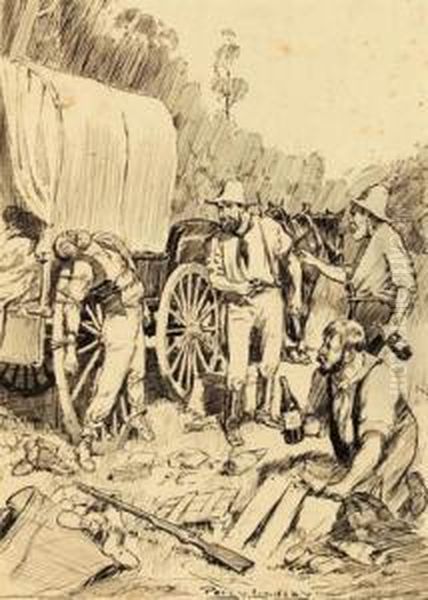 Yes, Let Him Go Oil Painting by Percival Ch., Percy Lindsay