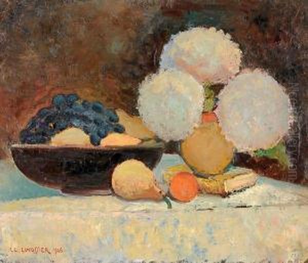 Fleurs Et Fruits Oil Painting by Claudius Linossier