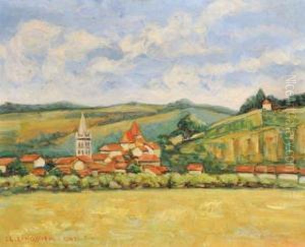 Vue De Saint Marcellin Oil Painting by Claudius Linossier