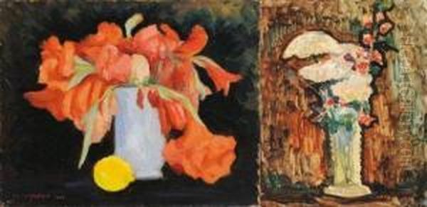 Bouquet De Glaieuls Et Citron Oil Painting by Claudius Linossier