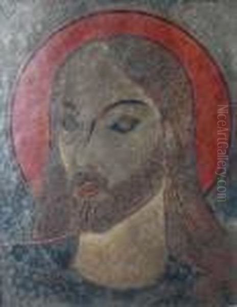 Portrait Du Christ Aureolee Oil Painting by Claudius Linossier
