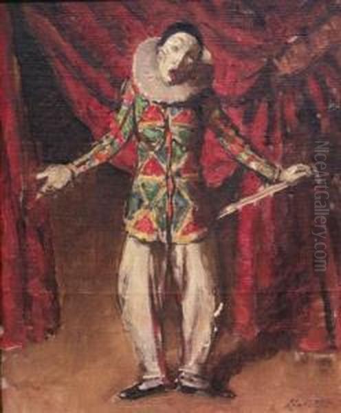 Harlequin Oil Painting by Edward Barnard Lintott