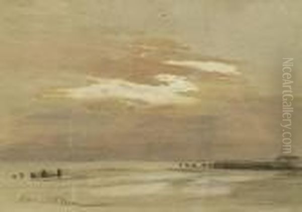 Shoreline At Sunset Oil Painting by Edward Barnard Lintott