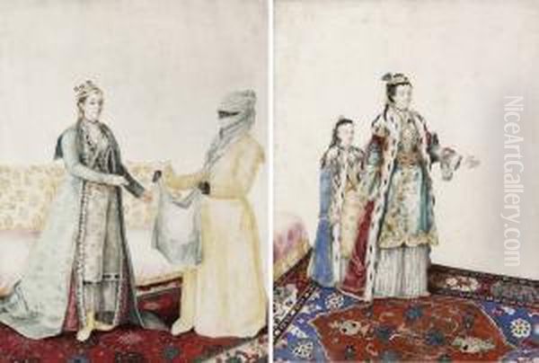 Studier Av Drakter Fran Osmanska Riket Oil Painting by Etienne Liotard