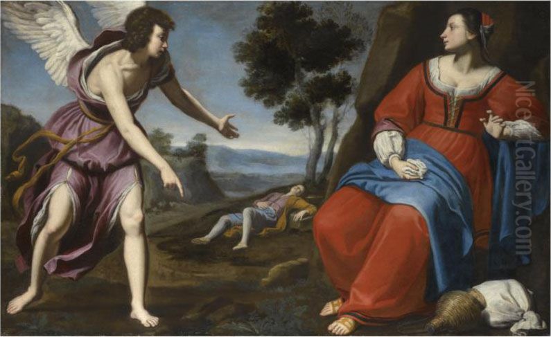Hagar And Ishmael In The Desert Oil Painting by Lorenzo Lippi