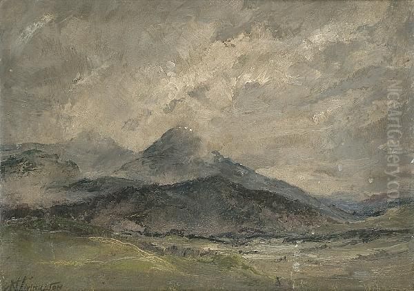 Ben More And Stobinian - Stormy Day Oil Painting by Nan C. Livingstone