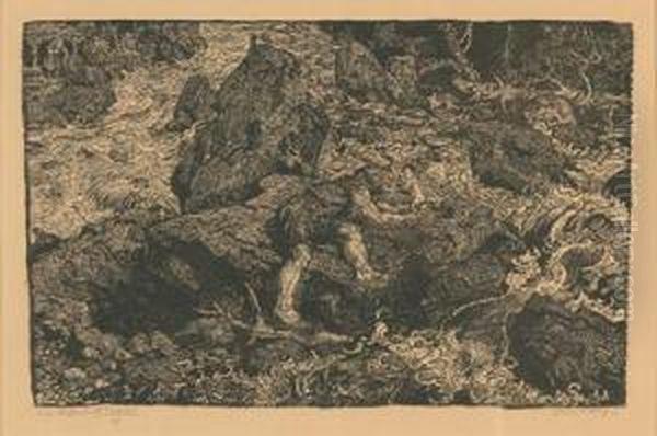 Die Rast Des Heiligen Christophorus Oil Painting by Switbert Lobisser