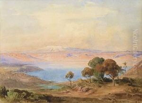 See In Karger
 Gebirgslandschaft Oil Painting by August Loffler